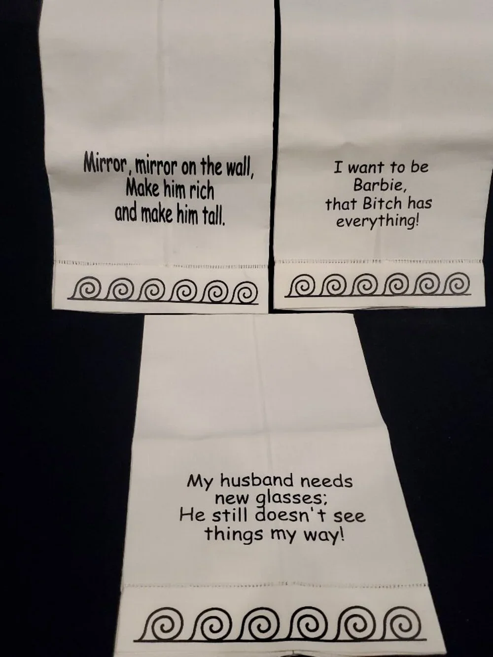 L@@K (3) Unique Funny Saying Kitchen / Tea Towels Linen & Cotton - NEW